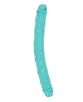 RealRock Shots RealRock Crystal Clear 13" Double Dildo - Turquoise