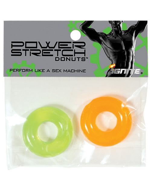 Ignite Ignite Power Stretch Donut Cock Ring - Orange/Green Pack of 2