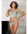 Shirley Of Hollywood Strappy Lace Bra and & Thong Mint XL