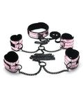 Spartacus Spartacus Faux Leather Collar to Wrist & Ankle Restraints Bondage Kit w/Leash - Pink