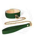 Spartacus Spartacus Plush Lined PU Collar & Chained Leash - Green - Image 2