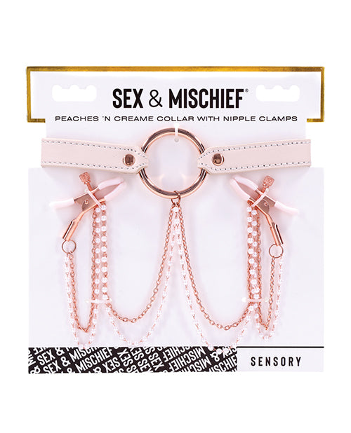 Sex &amp; Mischief Sex & Mischief Peaches 'n CreaMe Collar w/Nipple Clamps
