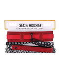 Sex &amp; Mischief Sex & Mischief Ex's & Oh's Collar & Leash - Red/Black
