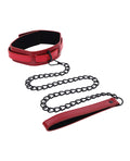 Sex &amp; Mischief Sex & Mischief Ex's & Oh's Collar & Leash - Red/Black - Image 2