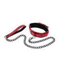 Sex &amp; Mischief Sex & Mischief Ex's & Oh's Collar & Leash - Red/Black - Image 3