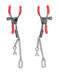 Sex &amp; Mischief Sex & Mischief Ex's & Oh's Nipple Clamps - Red/Black - Image 3