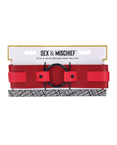 Sex &amp; Mischief Sex & Mischief Ex's & Oh's Bound & Belted - Red/Black