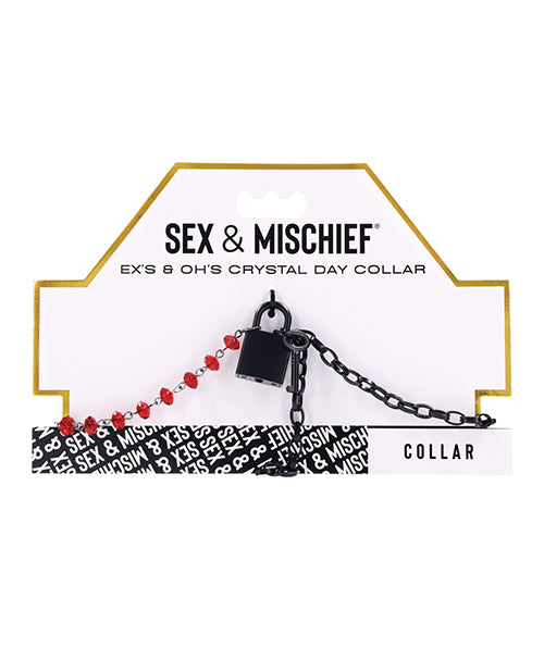 Sex &amp; Mischief Sex & Mischief Ex's & Oh's Crystal Day Collar - Red/Black