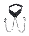Sportsheets Sportsheets Velvet Noir Collar & Removable Clamps - Black - Image 2