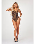 Seven 'til Midnight Fishnet Strappy High Cut Leg Teddy Black SM