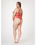 Seven 'til Midnight Fishnet Strappy High Cut Leg Teddy Red 3X/4X - Image 2