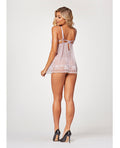 Seven 'til Midnight Sheer Mesh & Lace Demi Cup Babydoll & Thong Lavender LG - Image 2
