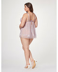 Seven 'til Midnight Sheer Mesh & Lace Demi Cup Babydoll & Thong Lavender 3X/4X - Image 2
