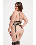 Seven 'til Midnight Stretch Mesh and Lace Cami w/Thong 2 pc Set - Black QN - Image 2