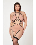 Seven 'til Midnight Mesh Cut Out Halter Teddy Nude/Black QN