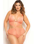 Seven 'til Midnight Floral Lace Underwire Teddy - Coral QN - Image 2