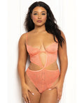 Seven 'til Midnight Floral Lace Underwire Teddy - Coral O/S