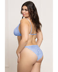 Seven 'til Midnight Lace Triangle Top & G-String with Rhinestone Details - Periwinkle Blue QN - Image 2