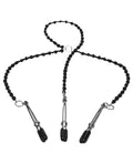 Steamy Shades Steamy Shades Y-Style Deluxe Beaded Nipple Clamps - Black/Silver - Image 2