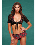 Teacher's Pet Teacher's Pet Schoolgirl Lace Top, Tie & Skirt Black/Red S/M