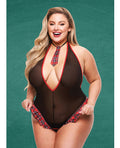 Teacher's Pet Teacher's Pet Schoolgirl See Thru Crotchless Teddy w/Tie Black/Red QN