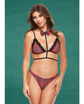 Teacher's Pet Teacher's Pet Baddie Schoolgirl Top w/Bow Tie & Panty Red/Black M/L