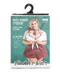 Teacher's Pet Teacher's Pet Ms Honor Student School Girl Tie Top, Pleated Skirt, Neck Tie1 & Hair Bow Red QN - Image 4