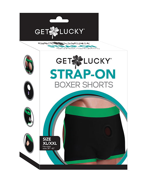 Get Lucky Get Lucky Strap On Boxers - XL-XXL Black/Green