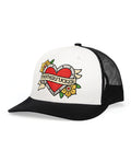 Wood Rocket Wood Rocket Tattoo Heart Mother Fucker Trucker Hat - Black/White