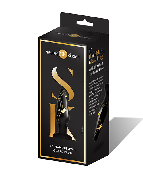 Secret Kisses Secret Kisses 4" Handblown Glass Plug - Black/Gold