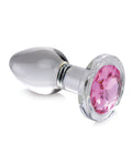 BootySparks Booty Sparks Pink Gem Glass Anal Plug - Small - Image 3