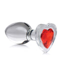 BootySparks Booty Sparks Red Heart Gem Glass Anal Plug - Medium - Image 3