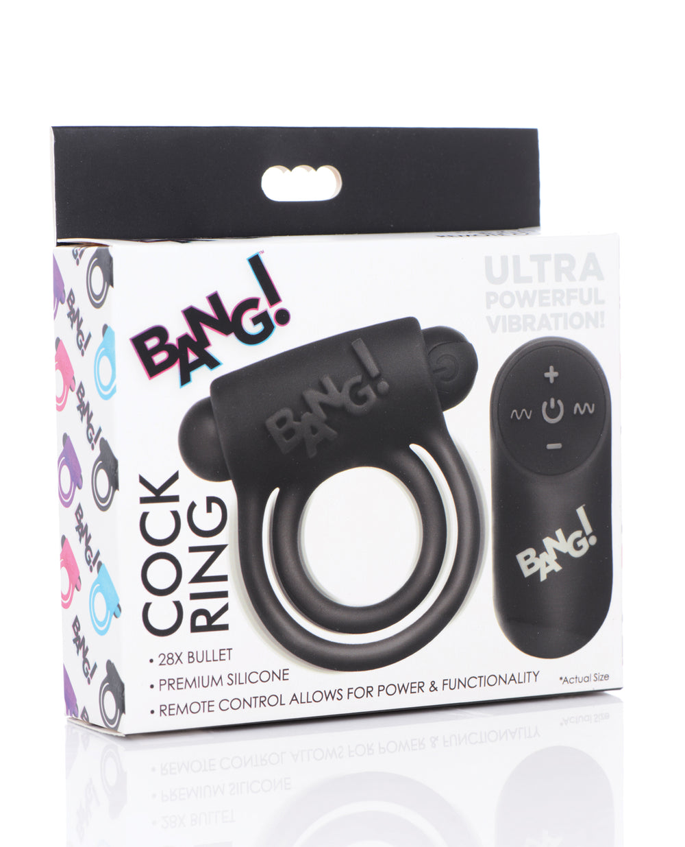 Bang! Bang! Vibrating Cock Ring & Bullet w/Remote Control - Black