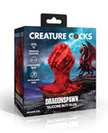 Creature Cocks Creature Cocks Dragonspawn Silicone Butt Plug Medium - Black/Red