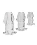 Master Series Master Series - Dicked Clear Hollow Anal Plug 3 pc Set - Image 3