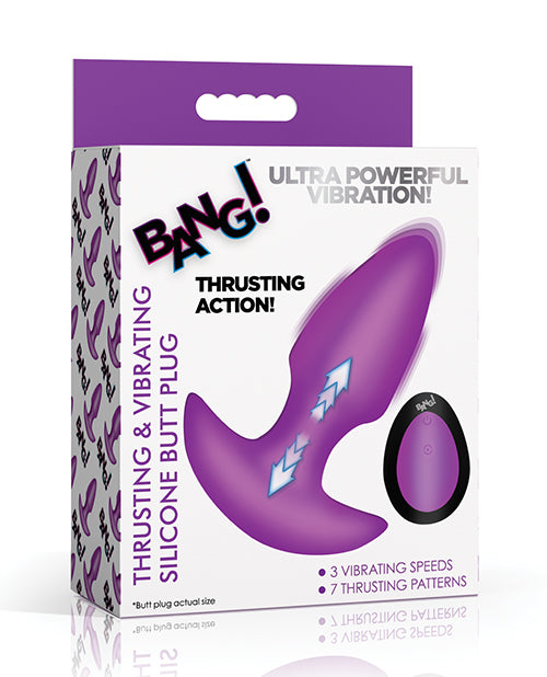 Bang! Bang! Thrusting & Vibrating Butt Plug - Purple